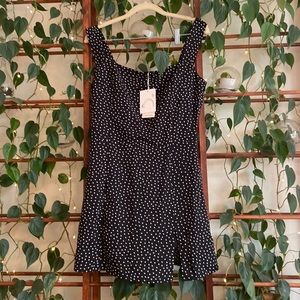 Square Neck Mini Polka Dot Mini Strap Dress Size Med